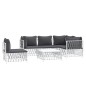 vidaXL Juego de muebles de jardín 6 piezas con cojines acero blanco vidaXL Juego de muebles de jardín 6 piezas con cojines acero blanco