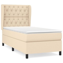vidaXL Cama box spring con colchón tela color crema 80x200 cm