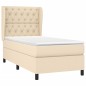 vidaXL Cama box spring con colchón tela color crema 80x200 cm vidaXL Cama box spring con colchón tela color crema 80x200 cm
