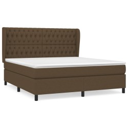 vidaXL Cama box spring con colchón tela marrón oscuro 180x200 cm