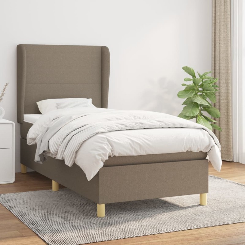 vidaXL Cama box spring con colchón tela gris taupe 80x200 cm vidaXL Cama box spring con colchón tela gris taupe 80x200 cm