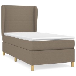 vidaXL Cama box spring con colchón tela gris taupe 80x200 cm