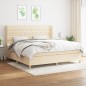 vidaXL Cama box spring con colchón tela color crema 200x200 cm vidaXL Cama box spring con colchón tela color crema 200x200 cm