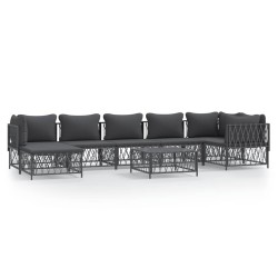 vidaXL Juego de muebles de jardín 8 pzas con cojines acero antracita