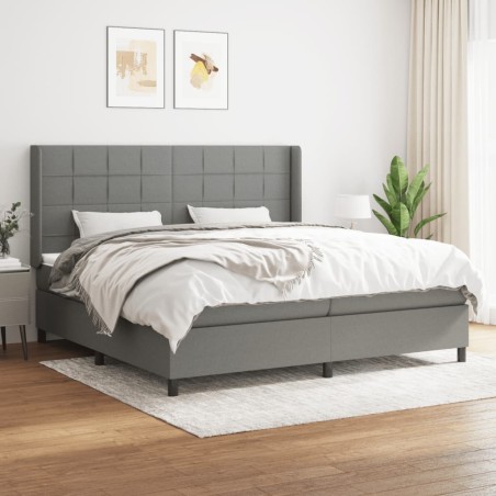 vidaXL Cama box spring con colchón tela gris oscuro 200x200 cm