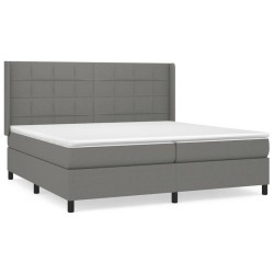 vidaXL Cama box spring con colchón tela gris oscuro 200x200 cm