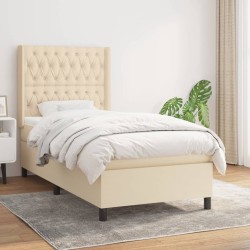 vidaXL Cama box spring con colchón tela color crema 90x190 cm