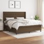 vidaXL Cama box spring con colchón tela marrón oscuro 180x200 cm vidaXL Cama box spring con colchón tela marrón oscuro 180x200 cm