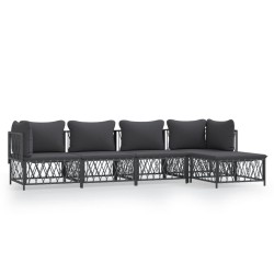 vidaXL Juego muebles de jardín 5 pzas y cojines acero gris antracita