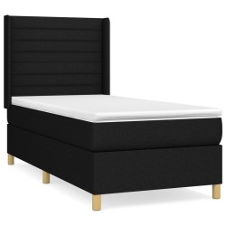 vidaXL Cama box spring con colchón tela negro 80x200 cm