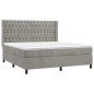 vidaXL Cama box spring con colchón terciopelo gris claro 180x200 cm vidaXL Cama box spring con colchón terciopelo gris claro 180x200 cm