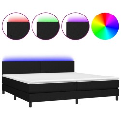 vidaXL Cama box spring con colchón LED tela negro 200x200 cm