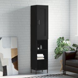 vidaXL Aparador de madera contrachapada negro 34,5x34x180 cm