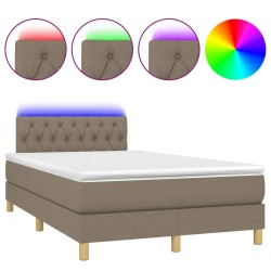 vidaXL Cama box spring con colchón y LED tela gris taupe 120x200 cm
