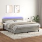 vidaXL Cama box spring colchón y LED terciopelo gris claro 160x200 cm vidaXL Cama box spring colchón y LED terciopelo gris claro 160x200 cm