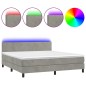 vidaXL Cama box spring colchón y LED terciopelo gris claro 160x200 cm vidaXL Cama box spring colchón y LED terciopelo gris claro 160x200 cm