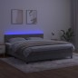 vidaXL Cama box spring colchón y LED terciopelo gris claro 160x200 cm vidaXL Cama box spring colchón y LED terciopelo gris claro 160x200 cm