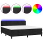 vidaXL Cama box spring colchón y LED terciopelo negro 160x200 cm