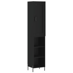 vidaXL Aparador de madera contrachapada negro 34,5x34x180 cm