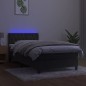 vidaXL Cama box spring colchón y LED terciopelo gris oscuro 90x200 cm vidaXL Cama box spring colchón y LED terciopelo gris oscuro 90x200 cm