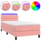 vidaXL Cama box spring colchón y LED terciopelo rosa 90x190 cm vidaXL Cama box spring colchón y LED terciopelo rosa 90x190 cm