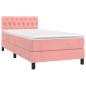 vidaXL Cama box spring colchón y LED terciopelo rosa 90x190 cm vidaXL Cama box spring colchón y LED terciopelo rosa 90x190 cm