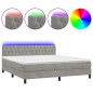 vidaXL Cama box spring colchón y LED terciopelo gris claro 180x200 cm