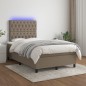 vidaXL Cama box spring con colchón y LED tela gris taupe 120x200 cm vidaXL Cama box spring con colchón y LED tela gris taupe 120x200 cm