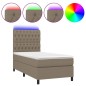vidaXL Cama box spring colchón y luces LED tela gris taupe 90x200 cm vidaXL Cama box spring colchón y luces LED tela gris taupe 90x200 cm
