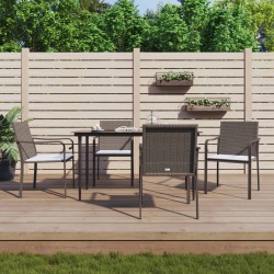 vidaXL Juego comedor jardín 5 piezas y cojines ratán sintético y acero