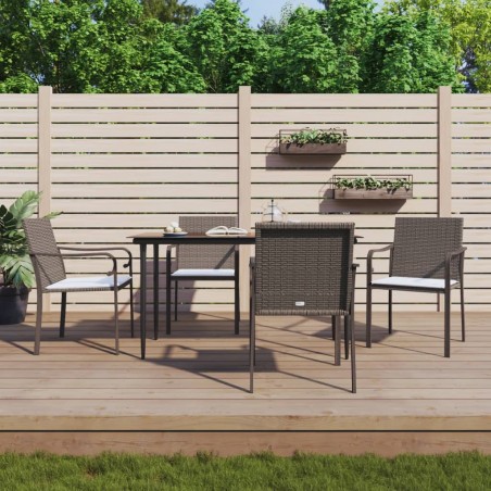 vidaXL Juego comedor jardín 5 piezas y cojines ratán sintético y acero