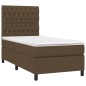 vidaXL Cama box spring colchón luces LED tela marrón oscuro 100x200cm vidaXL Cama box spring colchón luces LED tela marrón oscuro 100x200cm