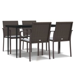 vidaXL Juego comedor jardín 5 piezas y cojines ratán sintético y acero