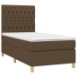 vidaXL Cama box spring colchón y luces LED tela marrón oscuro 90x200cm vidaXL Cama box spring colchón y luces LED tela marrón oscuro 90x200cm