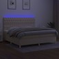 vidaXL Cama box spring colchón y luces LED tela crema 200x200 cm vidaXL Cama box spring colchón y luces LED tela crema 200x200 cm