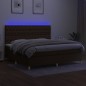 vidaXL Cama box spring colchón luces LED tela marrón oscuro 200x200 cm vidaXL Cama box spring colchón luces LED tela marrón oscuro 200x200 cm