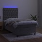 vidaXL Cama box spring colchón y LED terciopelo gris claro 90x190 cm vidaXL Cama box spring colchón y LED terciopelo gris claro 90x190 cm