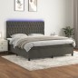 vidaXL Cama box spring colchón y LED terciopelo gris oscuro 180x200 cm vidaXL Cama box spring colchón y LED terciopelo gris oscuro 180x200 cm