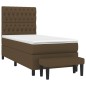 vidaXL Cama box spring con colchón tela marrón oscuro 90x200 cm