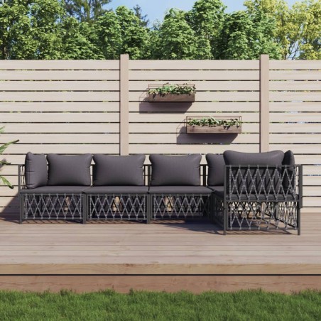 vidaXL Juego de muebles de jardín 5 pzas con cojines acero antracita