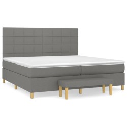 vidaXL Cama box spring con colchón tela gris oscuro 200x200 cm