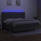 vidaXL Cama box spring colchón y luces LED tela gris claro 200x200 cm vidaXL Cama box spring colchón y luces LED tela gris claro 200x200 cm