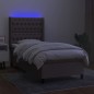 vidaXL Cama box spring colchón y luces LED tela gris taupe 90x200 cm vidaXL Cama box spring colchón y luces LED tela gris taupe 90x200 cm