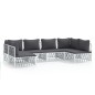 vidaXL Juego de muebles de jardín 6 piezas con cojines acero blanco vidaXL Juego de muebles de jardín 6 piezas con cojines acero blanco
