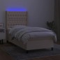 vidaXL Cama box spring colchón y luces LED tela color crema 90x190 cm vidaXL Cama box spring colchón y luces LED tela color crema 90x190 cm