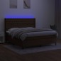 vidaXL Cama box spring colchón luces LED tela marrón oscuro 180x200cm vidaXL Cama box spring colchón luces LED tela marrón oscuro 180x200cm
