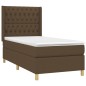 vidaXL Cama box spring colchón luces LED tela marrón oscuro 100x200cm vidaXL Cama box spring colchón luces LED tela marrón oscuro 100x200cm