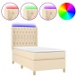 vidaXL Cama box spring colchón y luces LED tela color crema 90x190 cm vidaXL Cama box spring colchón y luces LED tela color crema 90x190 cm