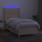 vidaXL Cama box spring colchón y luces LED tela color crema 90x190 cm vidaXL Cama box spring colchón y luces LED tela color crema 90x190 cm