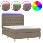 vidaXL Cama box spring colchón y luces LED tela gris taupe 140x190 cm vidaXL Cama box spring colchón y luces LED tela gris taupe 140x190 cm